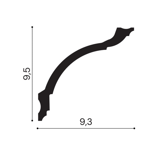 Cornisa decorativa din polimer rigid C17 - 9.3x9.5x200 cm - secțiune profil