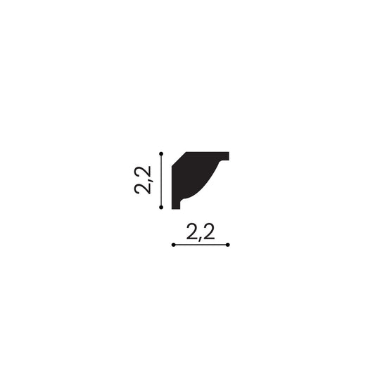 Cornisa decorativa din polimer rigid C2 - 2.2x2.2x200 cm - secțiune profil