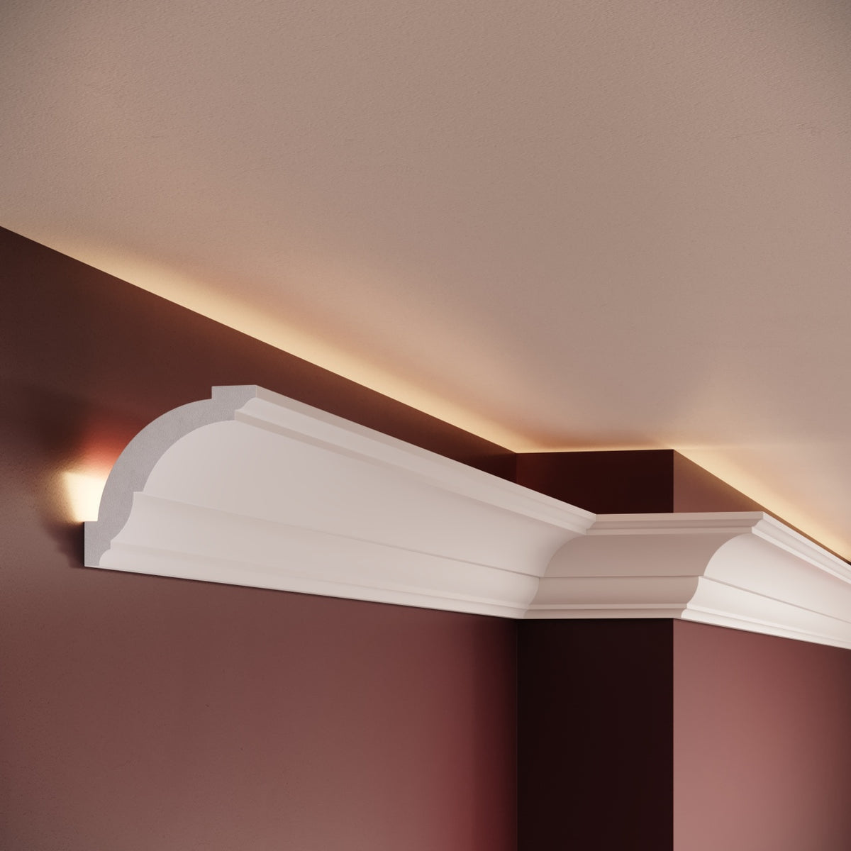 Cornisa decorativa din polimer rigid C7 - 7.8x6.6x200 cm - exemplu montaj