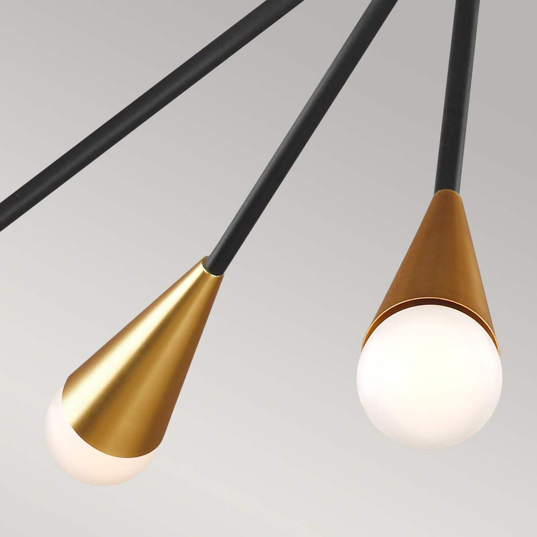 Candelabru Jax – 10 becuri, design Starburst Art Deco, Finisaj Midnight Black cu accente Burnished Brass