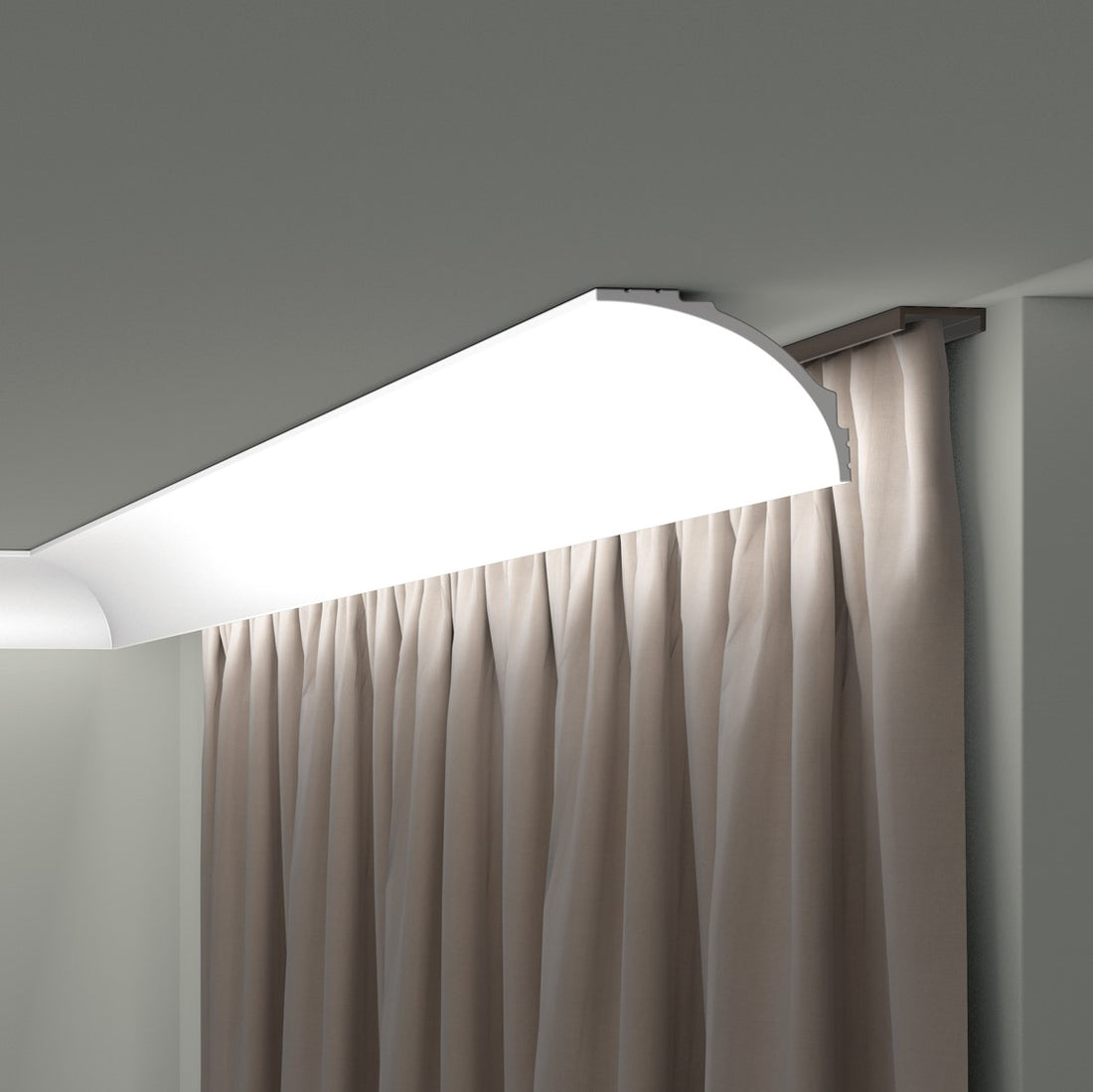 PROFIL MASCARE DRAPERIE CU LED POLIMER DUR IL18 - 200 x 12.1 x 9 cm - Decorevo