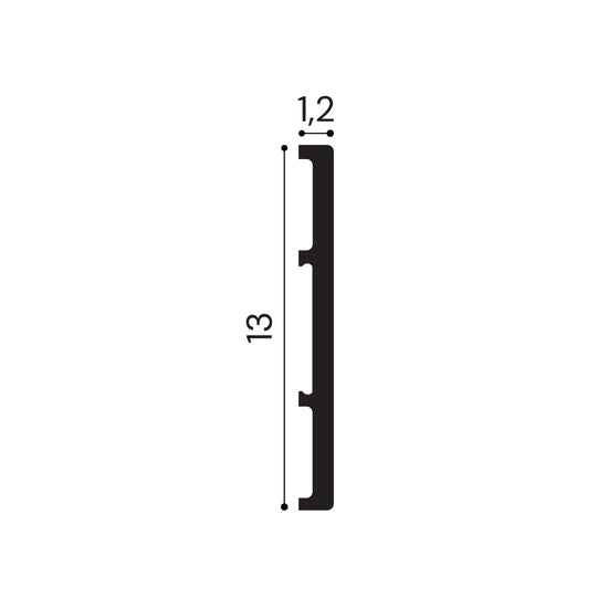 Plinta decorativa din polimer rigid S23 - 13x1.2x200 cm - secțiune profil