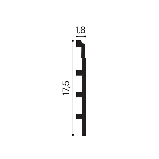 Plinta decorativa din polimer rigid S26 - 17.5x1.8x200 cm - secțiune profil