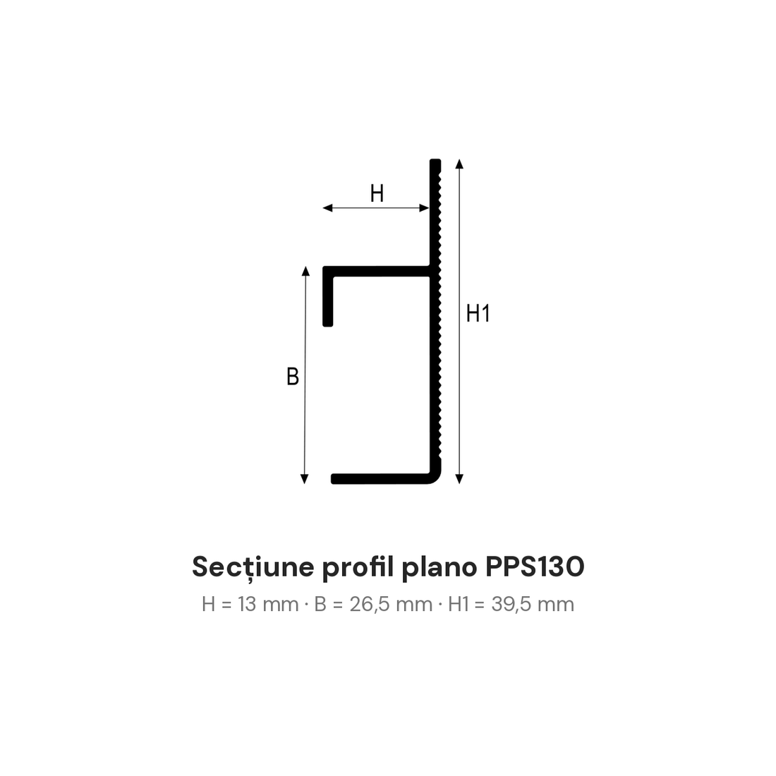 Secțiune tehnică profil plano PPS130