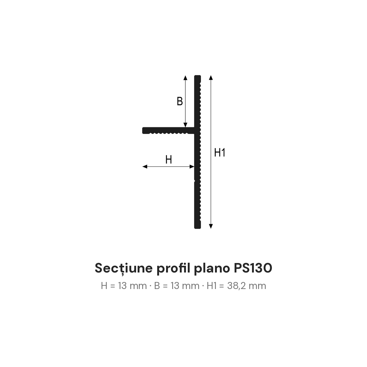 Secțiune tehnică profil plano PS130