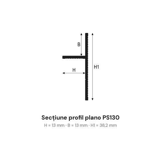 Secțiune tehnică profil plano PS130