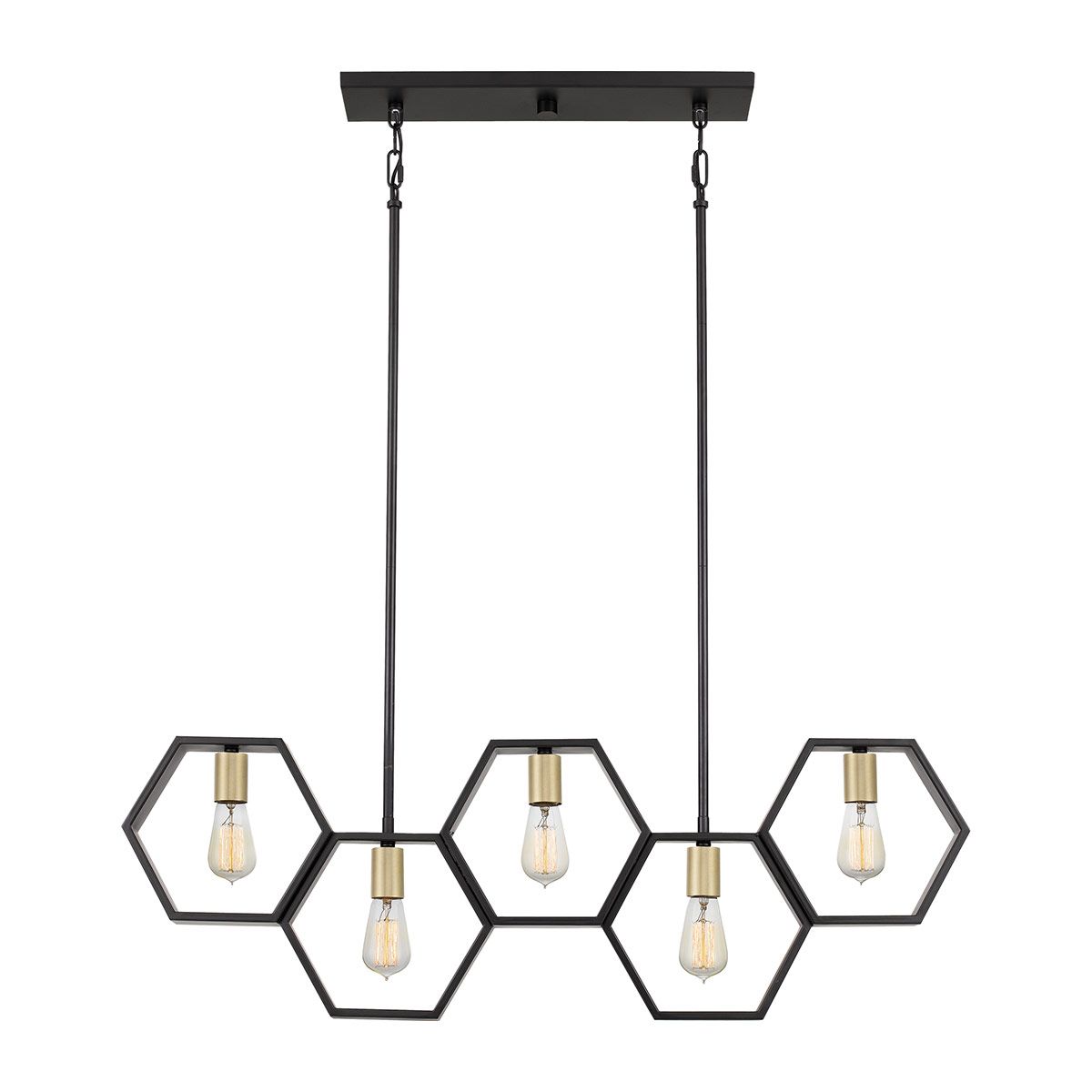 Suspensie 5Lt Bismarck – Design Geometric Modern, Earth Black & Auriu