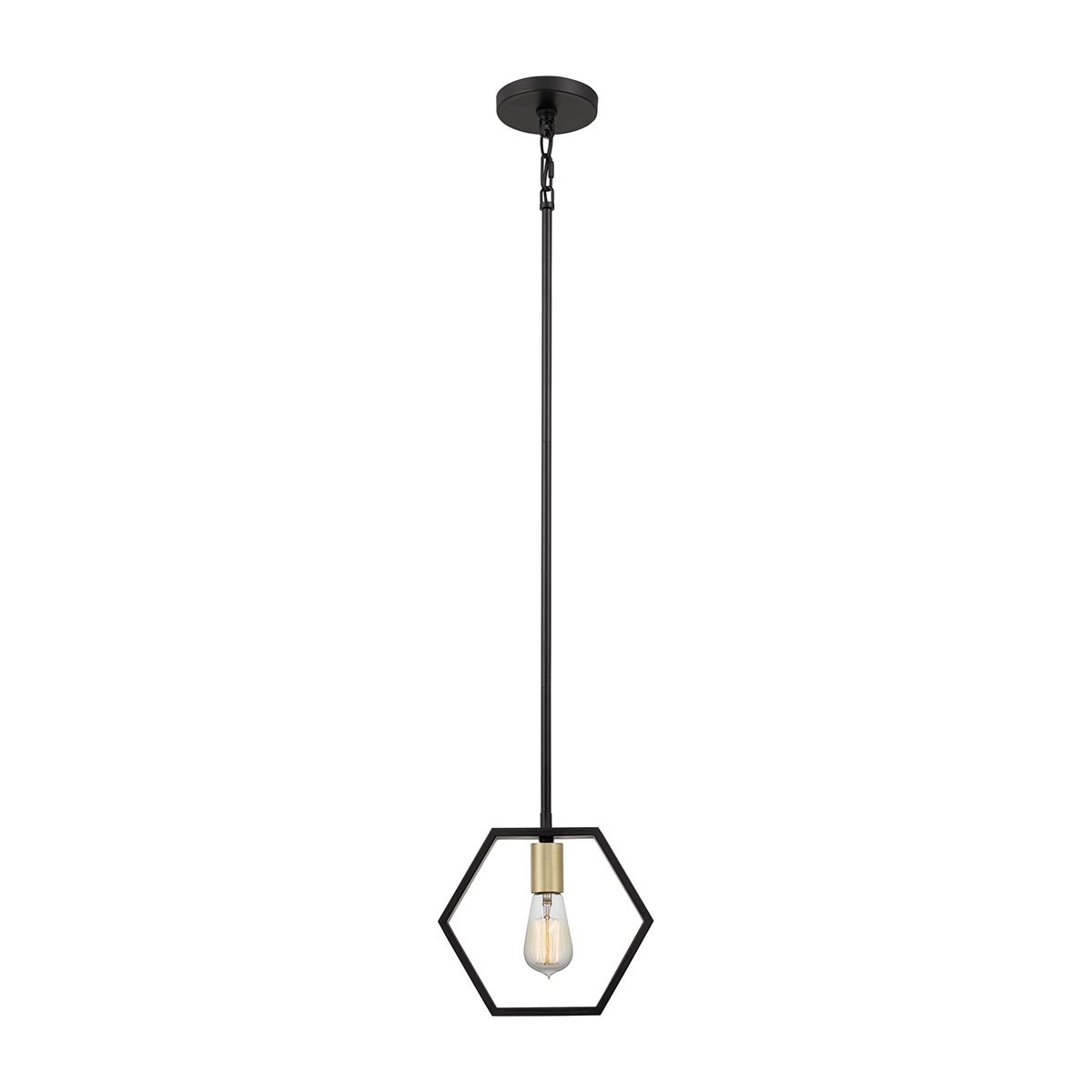 Suspensie 1 bec Bismarck – Design Geometric Modern, Negru Earth Black & Auriu