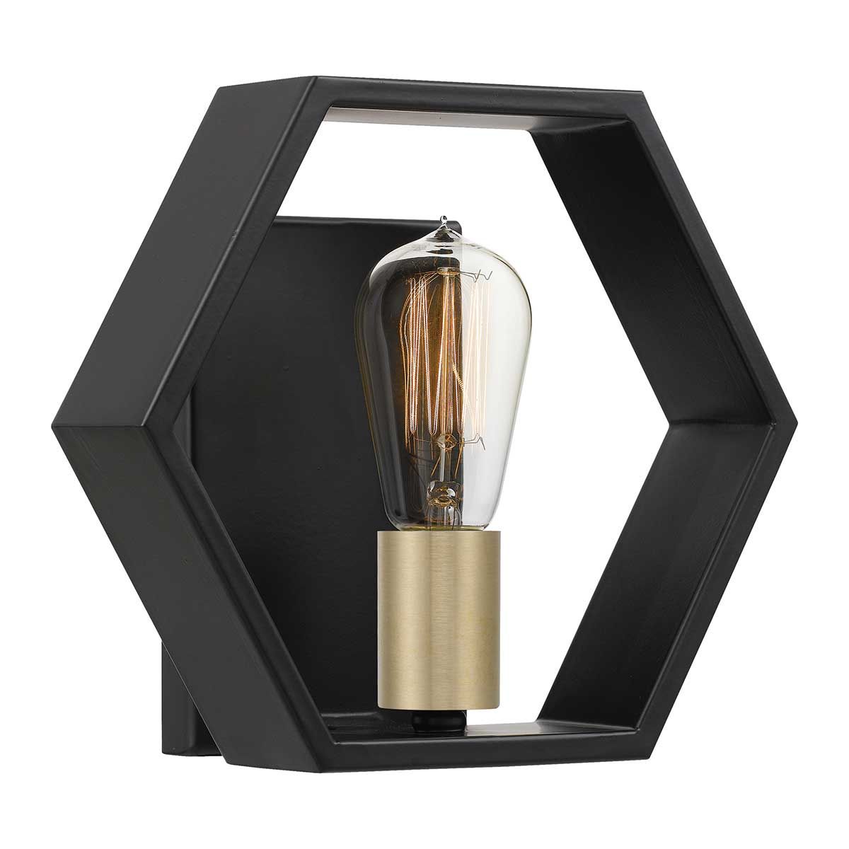 Aplică de perete Bismarck – 1 bec, Design Geometric, Negru Earth Black & Auriu
