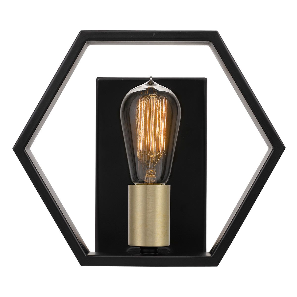 Aplică de perete Bismarck – 1 bec, Design Geometric, Negru Earth Black & Auriu