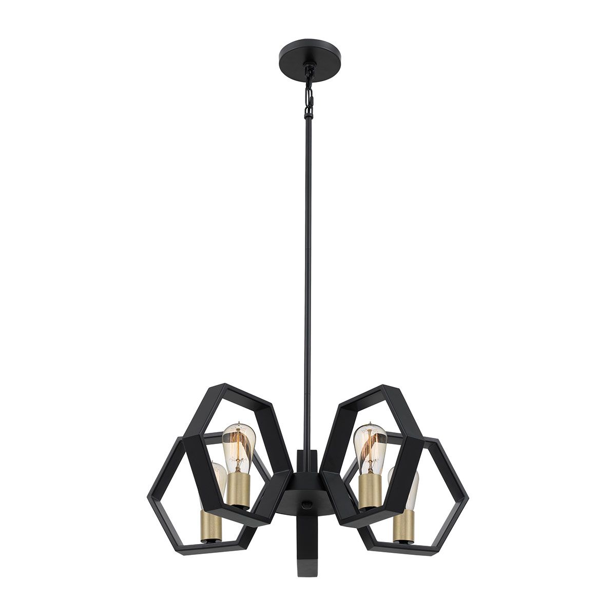 Candelabru 5Lt Bismarck – Design Geometric Modern, Earth Black & Auriu