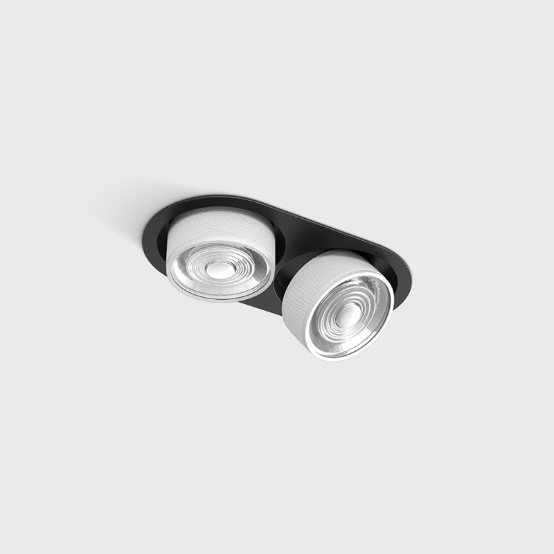 Spot LED încastrat orientabil dublu SOL IN MINI X2 Negru/Alb (finisaj nou) - Decorevo