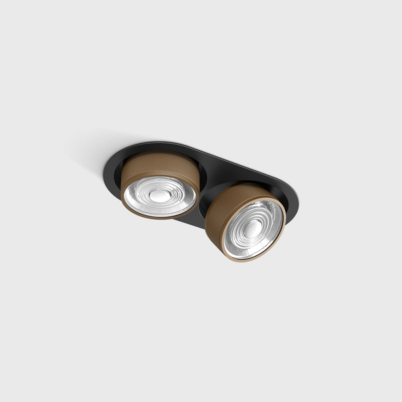 Spot LED încastrat orientabil dublu SOL IN MINI X2 Negru/Cafeniu - Decorevo