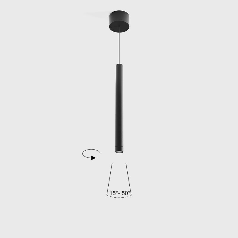 Corp de iluminat LED suspendat TUB S P 300 ZOOM – D30mm, H300mm, unghi reglabil, bază aplicată, IP20