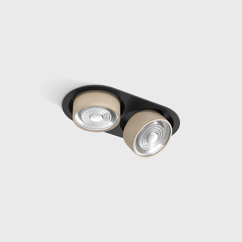 Spot LED încastrat orientabil dublu SOL IN MINI X2 Negru/Sahara Bej - Decorevo