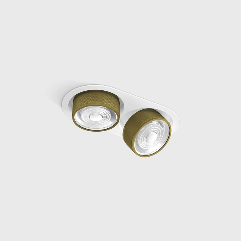 Spot LED încastrat orientabil dublu SOL IN MINI X2 Alb/Alamă (finisaj nou) - Decorevo