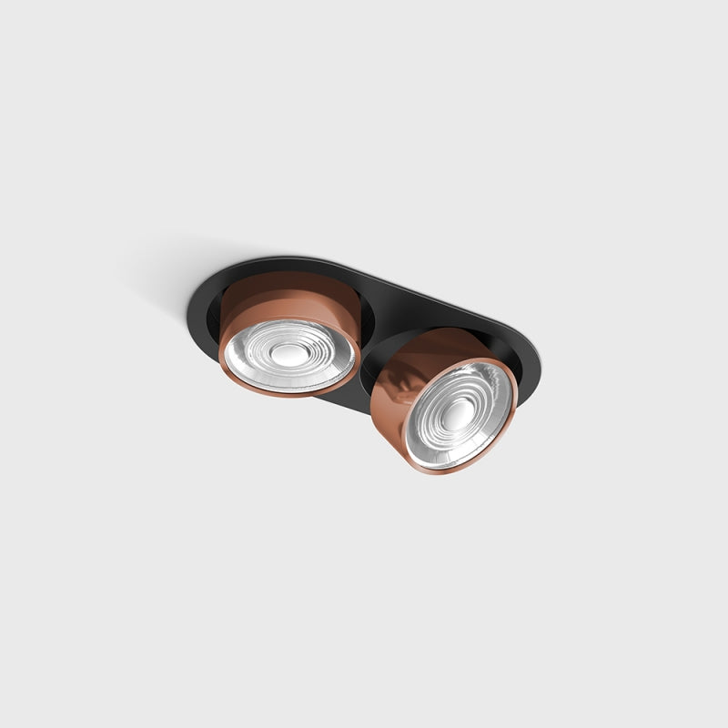 Spot LED încastrat orientabil dublu SOL IN MINI X2 Negru/Cupru - Decorevo