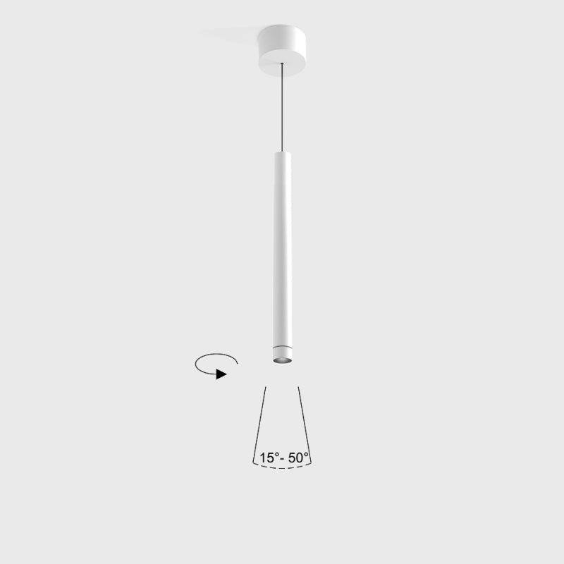 Corp de iluminat LED suspendat TUB S P 300 ZOOM – D30mm, H300mm, unghi reglabil, bază aplicată, IP20