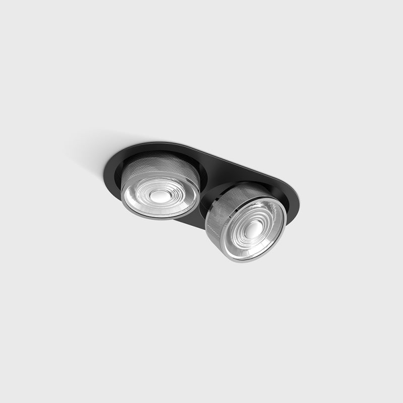 Spot LED încastrat orientabil dublu SOL IN MINI X2 Negru/Crom (finisaj nou) - Decorevo