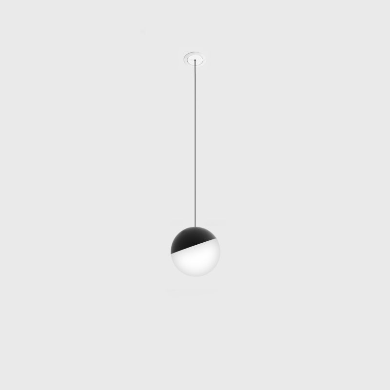 Pandantiv LED BALL M P NANO – glob D100mm, bază încastrată cu ramă, IP20
