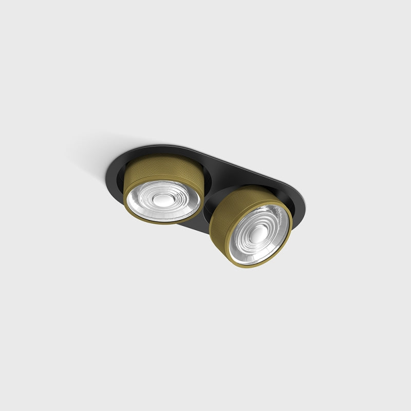 Spot LED încastrat orientabil dublu SOL IN MINI X2 Negru/Alamă (finisaj nou) - Decorevo