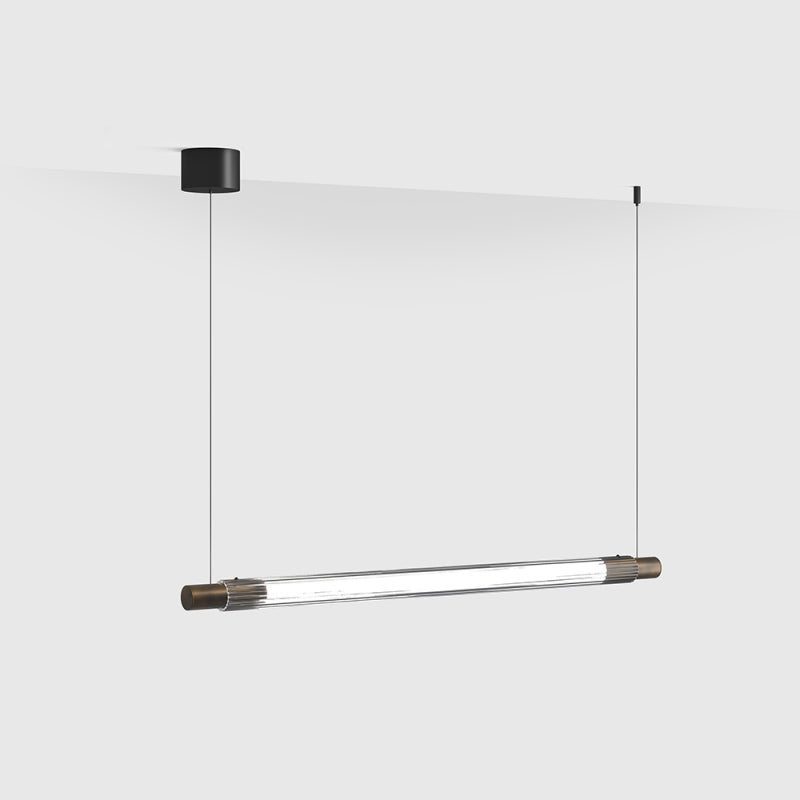 Corp de iluminat LED suspendat CRYSTAL VETRO D40mm – tub sticlă, alamă oxidată, IP20